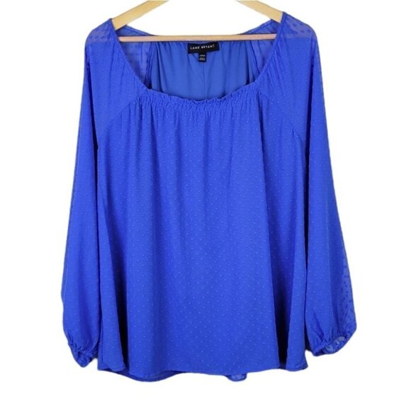 Lane bryant swiss dot blouse blue 14/16 - Picture 1 of 11